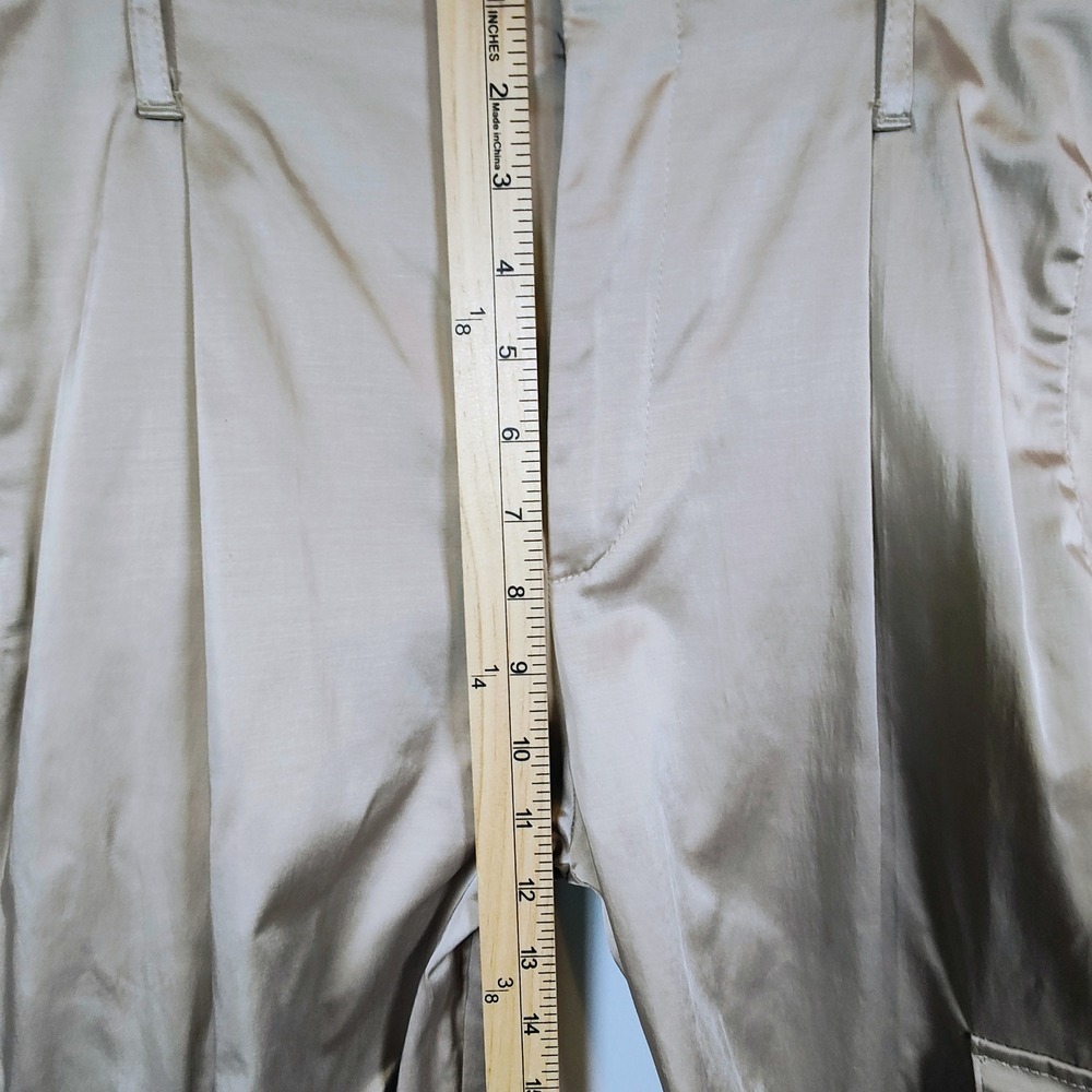 Zara Women's Champagne Gold Satin Cargo Pants Wide Leg High Waist Utility M - Picture 7 of 15